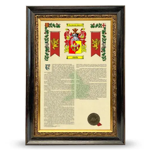 Akerly Armorial History Framed - Heirloom