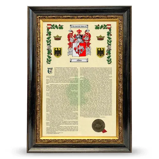 Albes Armorial History Framed - Heirloom