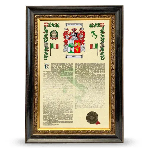 Aless Armorial History Framed - Heirloom