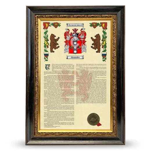 Alexandro Armorial History Framed - Heirloom