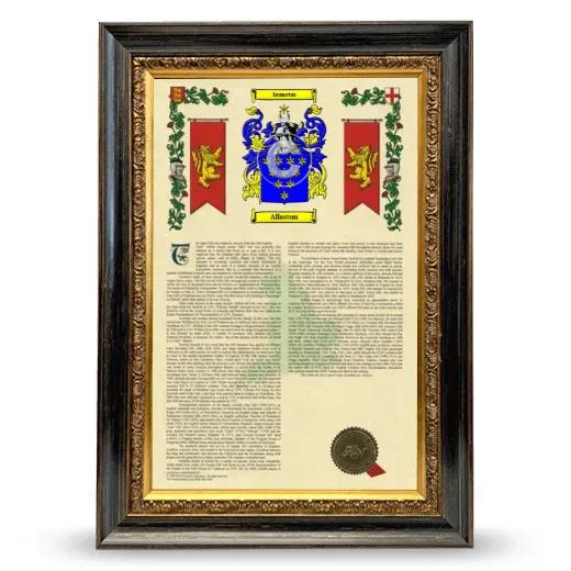 Allaston Armorial History Framed - Heirloom