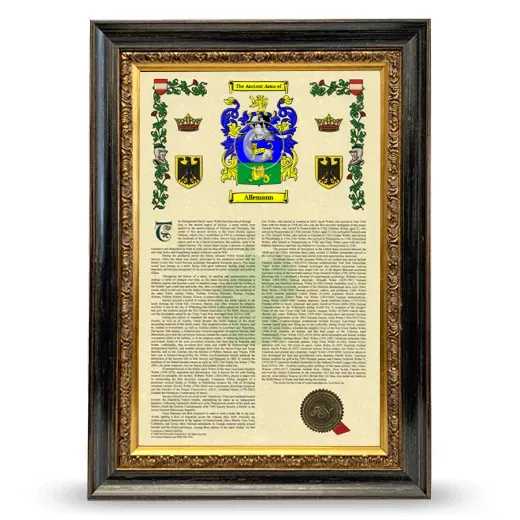 Allemann Armorial History Framed - Heirloom