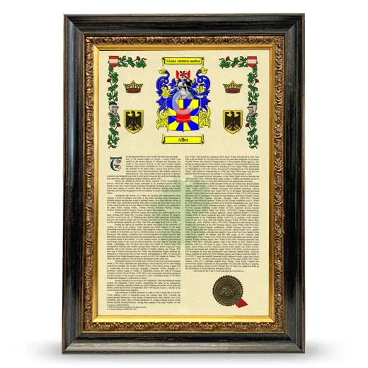 Aller Armorial History Framed - Heirloom