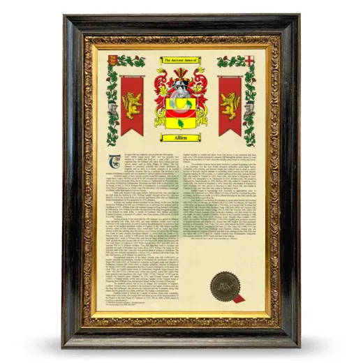 Allien Armorial History Framed - Heirloom