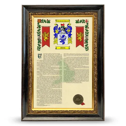Allown Armorial History Framed - Heirloom