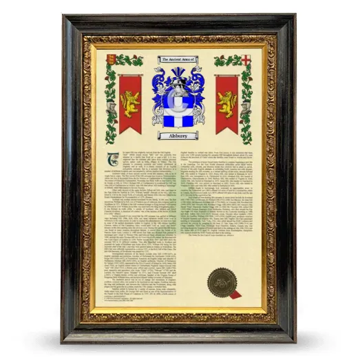 Alsburey Armorial History Framed - Heirloom
