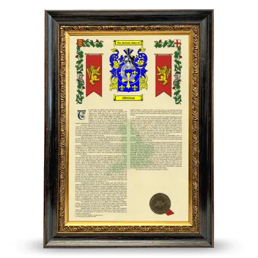 Alverson Armorial History Framed - Heirloom