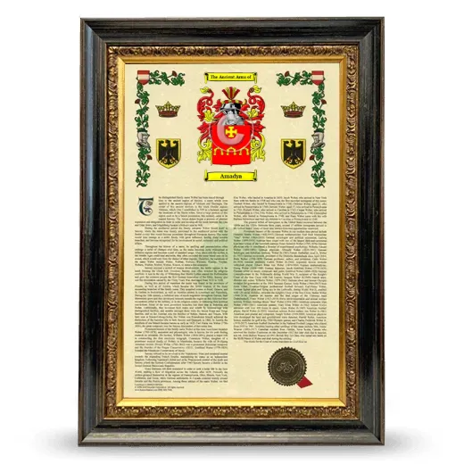 Amadya Armorial History Framed - Heirloom