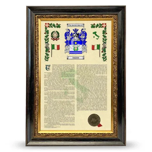 Amaros Armorial History Framed - Heirloom