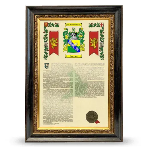 Amerson Armorial History Framed - Heirloom