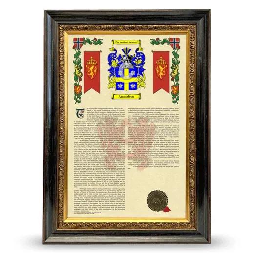 Amundson Armorial History Framed - Heirloom