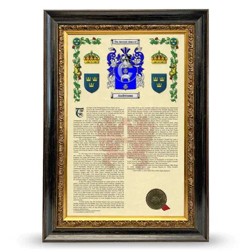 Andersons Armorial History Framed - Heirloom