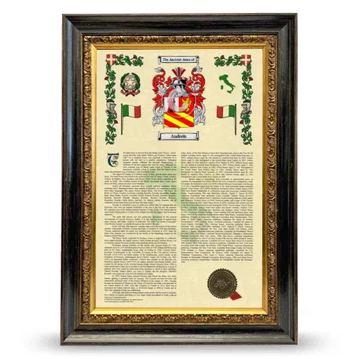 Andreis Armorial History Framed - Heirloom