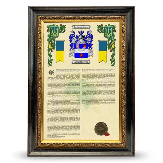 Andrukhovych Armorial History Framed - Heirloom