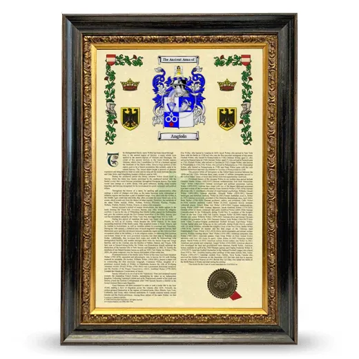 Angiola Armorial History Framed - Heirloom