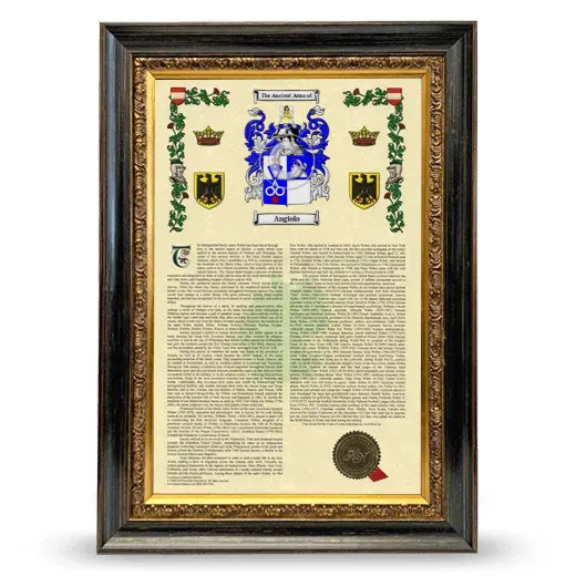 Angiolo Armorial History Framed - Heirloom