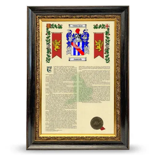 Annessly Armorial History Framed - Heirloom