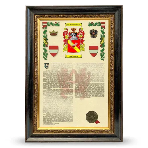 Anthonny Armorial History Framed - Heirloom
