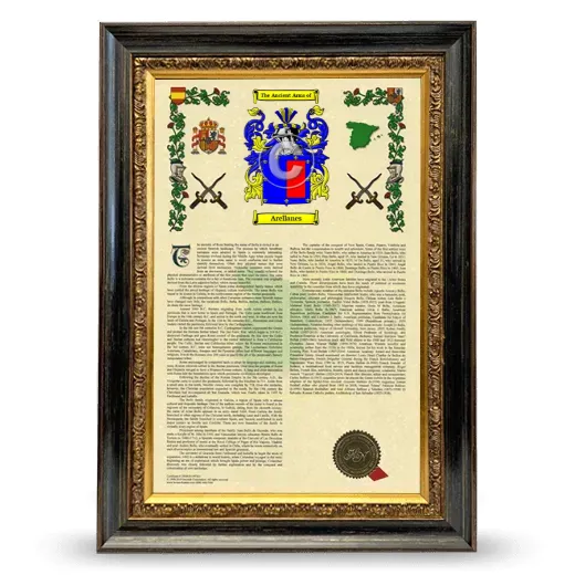 Arellanes Armorial History Framed - Heirloom