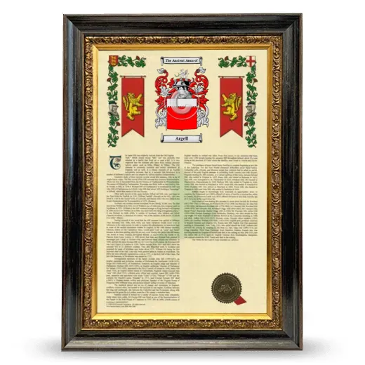 Argell Armorial History Framed - Heirloom