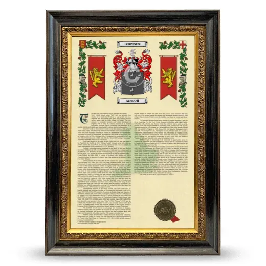 Arondell Armorial History Framed - Heirloom