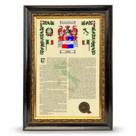 Audini Armorial History Framed - Heirloom