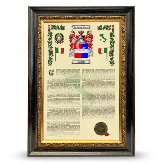 Audinis Armorial History Framed - Heirloom