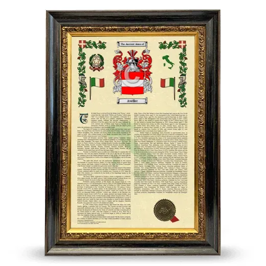 Aveller Armorial History Framed - Heirloom