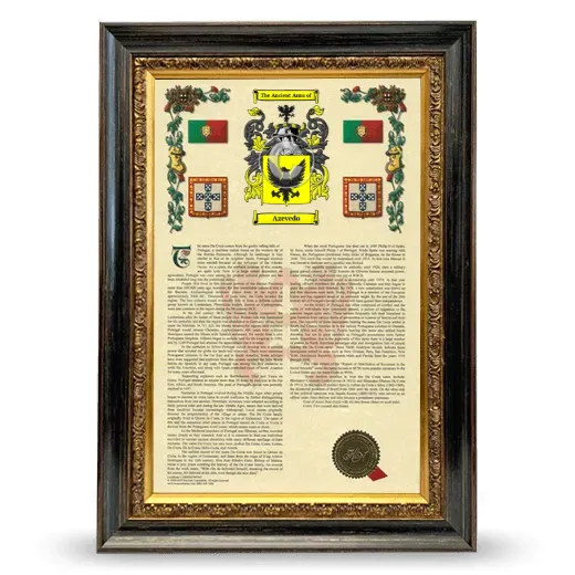 Azevedo Armorial History Framed - Heirloom