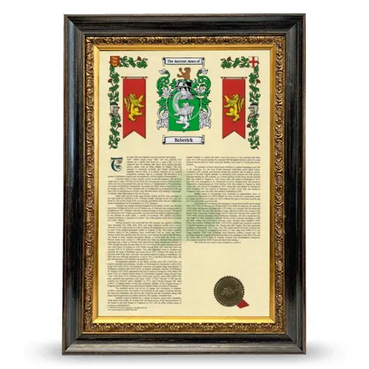 Baberick Armorial History Framed - Heirloom