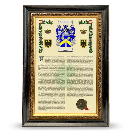 Bados Armorial History Framed - Heirloom