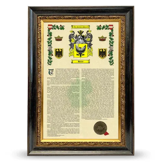 Baeze Armorial History Framed - Heirloom
