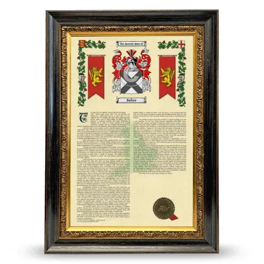 Bafore Armorial History Framed - Heirloom