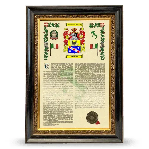 Baldane Armorial History Framed - Heirloom