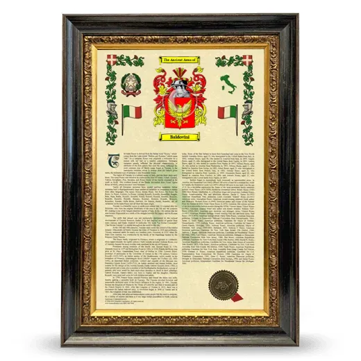 Baldovini Armorial History Framed - Heirloom
