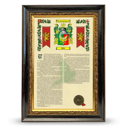 Bales Armorial History Framed - Heirloom