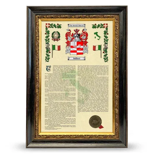 Balliani Armorial History Framed - Heirloom