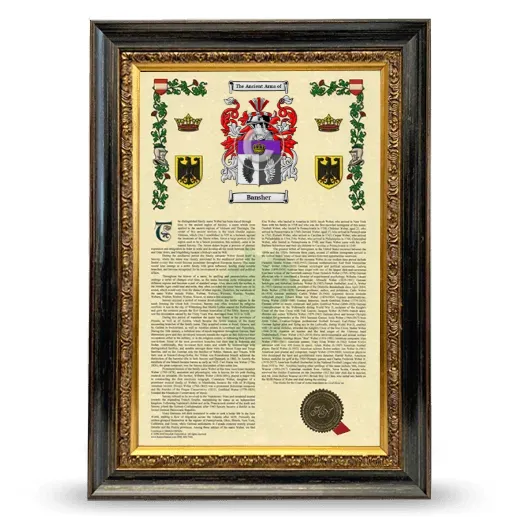 Bansher Armorial History Framed - Heirloom
