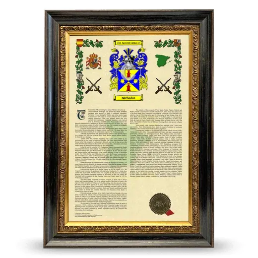 Barbados Armorial History Framed - Heirloom