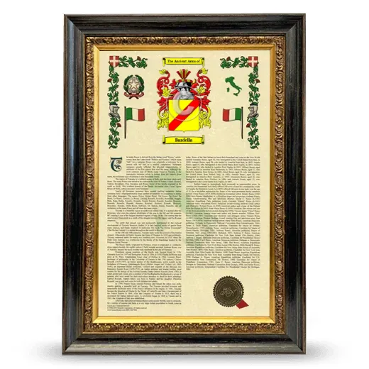Bardella Armorial History Framed - Heirloom
