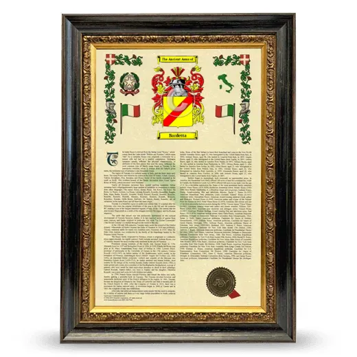 Bardetta Armorial History Framed - Heirloom
