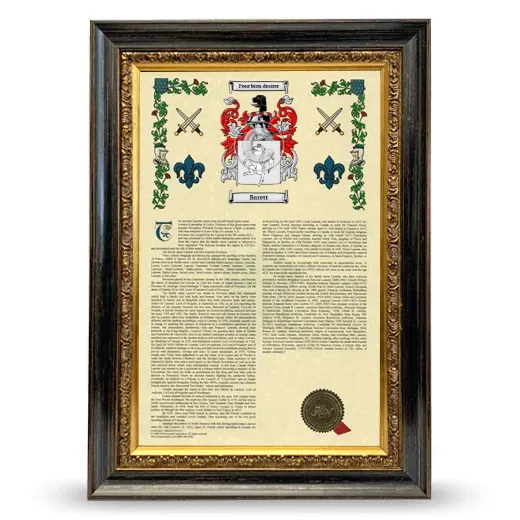 Barett Armorial History Framed - Heirloom