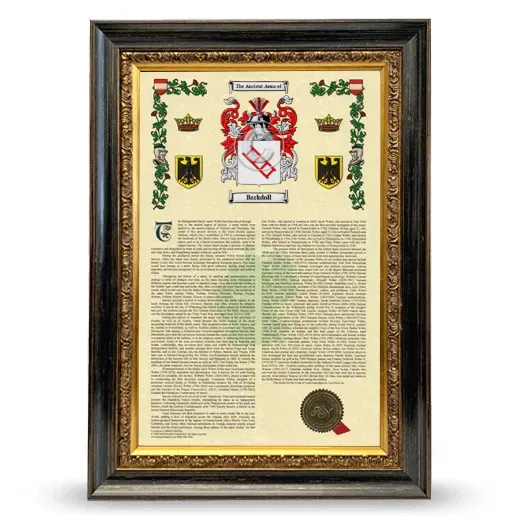 Barkdoll Armorial History Framed - Heirloom