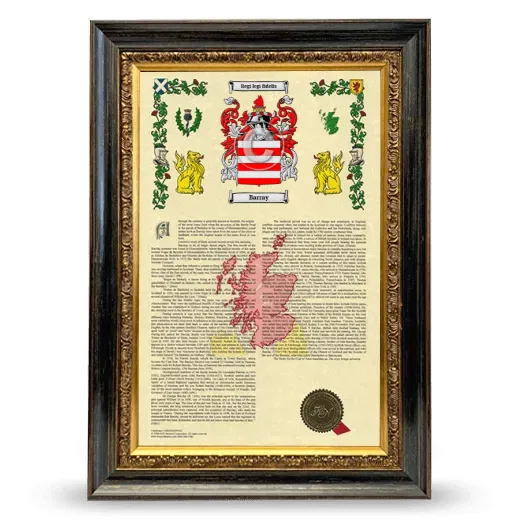 Barray Armorial History Framed - Heirloom