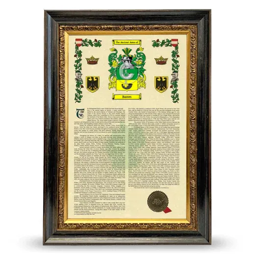 Barres Armorial History Framed - Heirloom