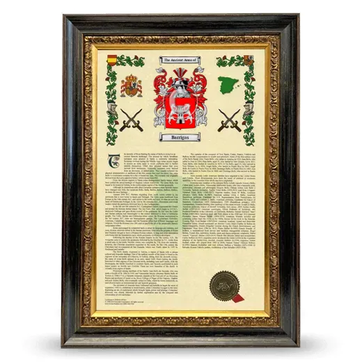 Barrigas Armorial History Framed - Heirloom