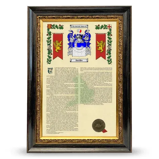 Barriles Armorial History Framed - Heirloom