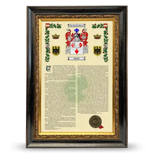 Barsel Armorial History Framed - Heirloom