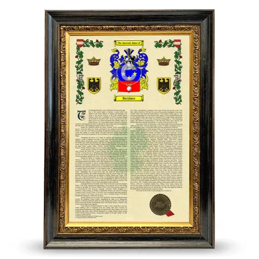 Barsinas Armorial History Framed - Heirloom