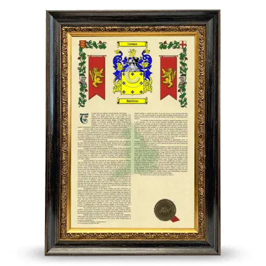 Bartron Armorial History Framed - Heirloom